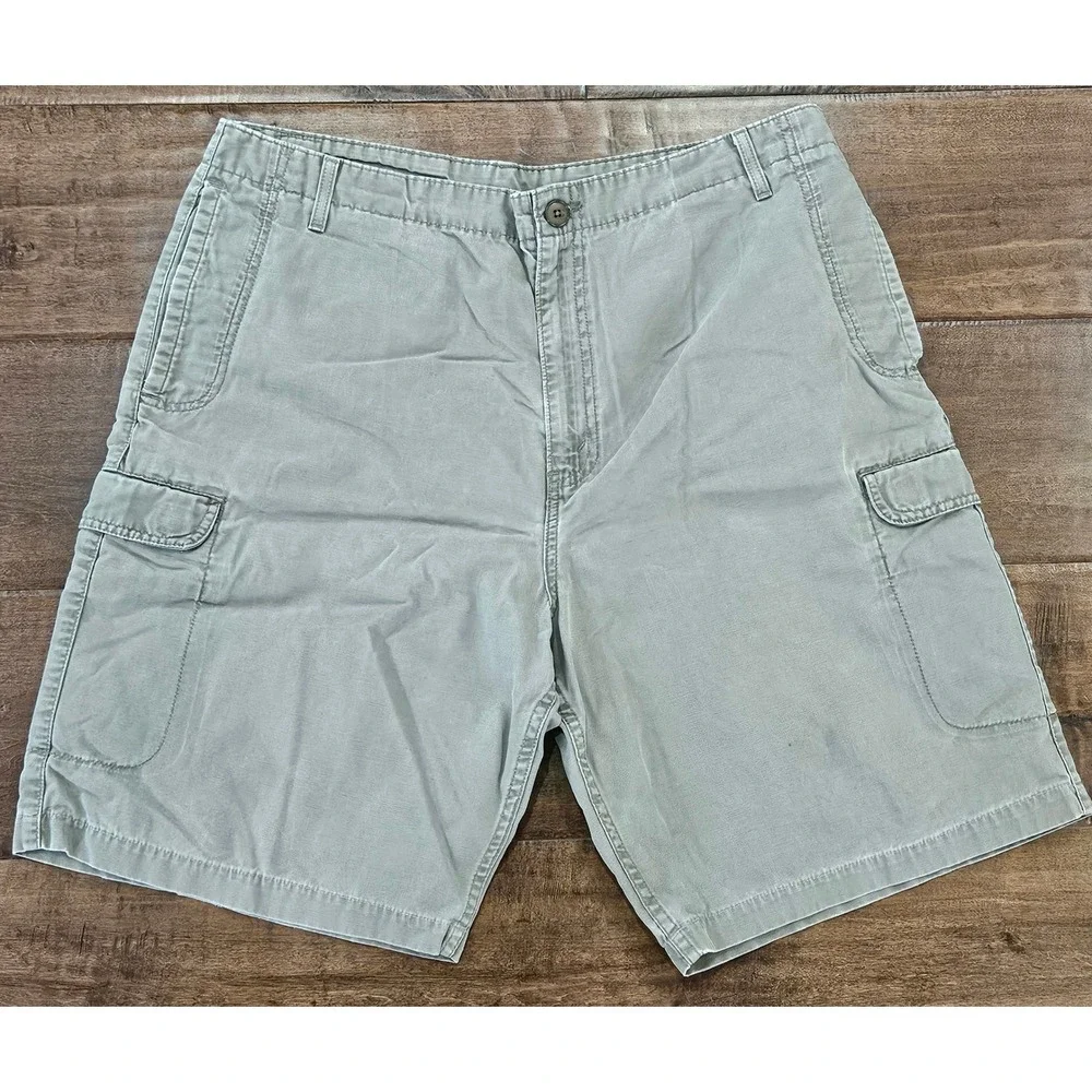 VTG 90s Skater Levis Mens Grunge Cargo Shorts size 38 Gray Canvas Utility Work